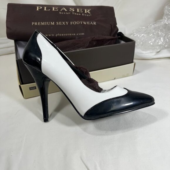 Pleaser Black and White Spectator Pumps - Size 9M - New in Box - Picture 2 of 7